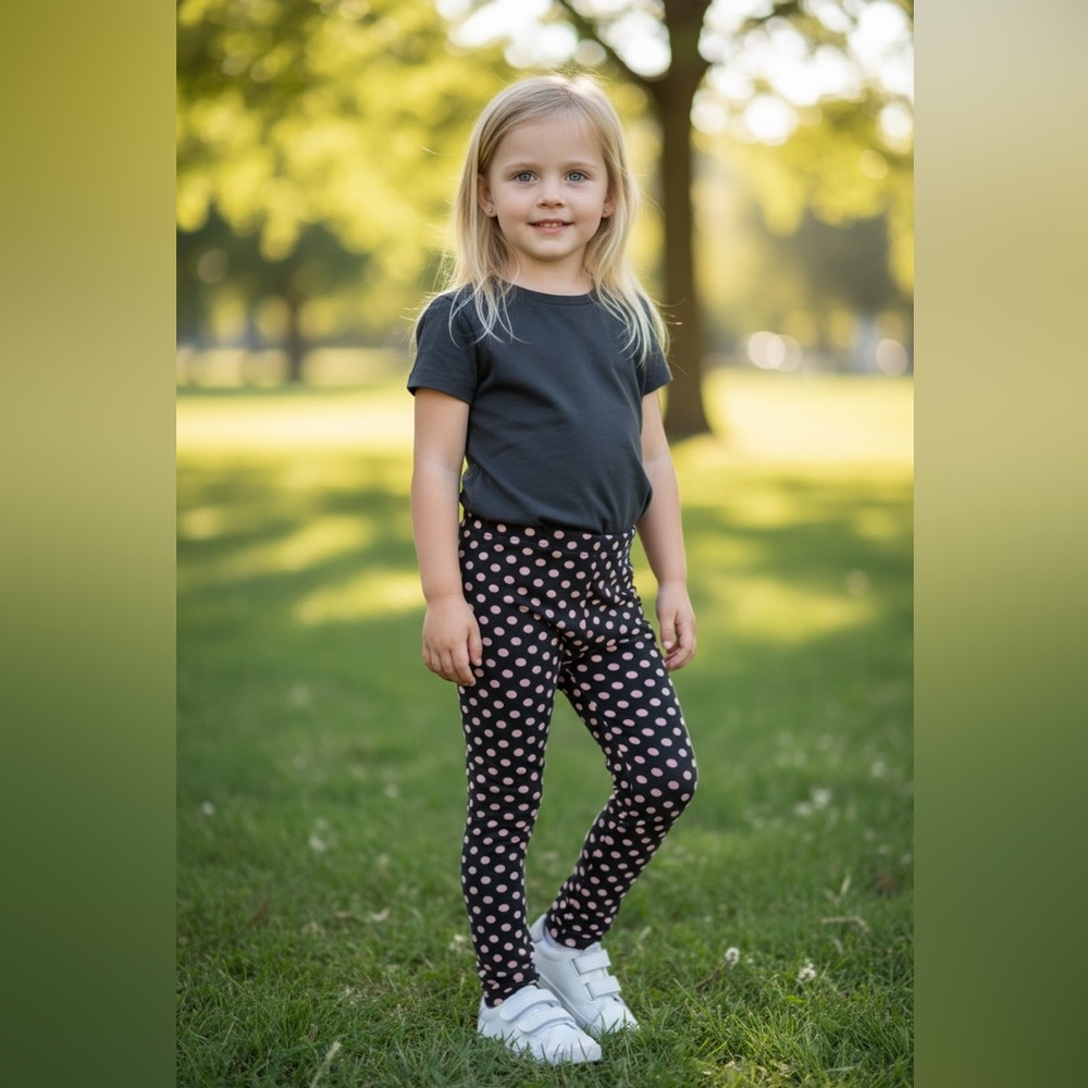 Girls’ 5T-6T Polka Dot Leggings – Soft & Stretchy